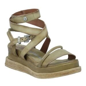 A.S.98 Olive Green Strappy Sandals